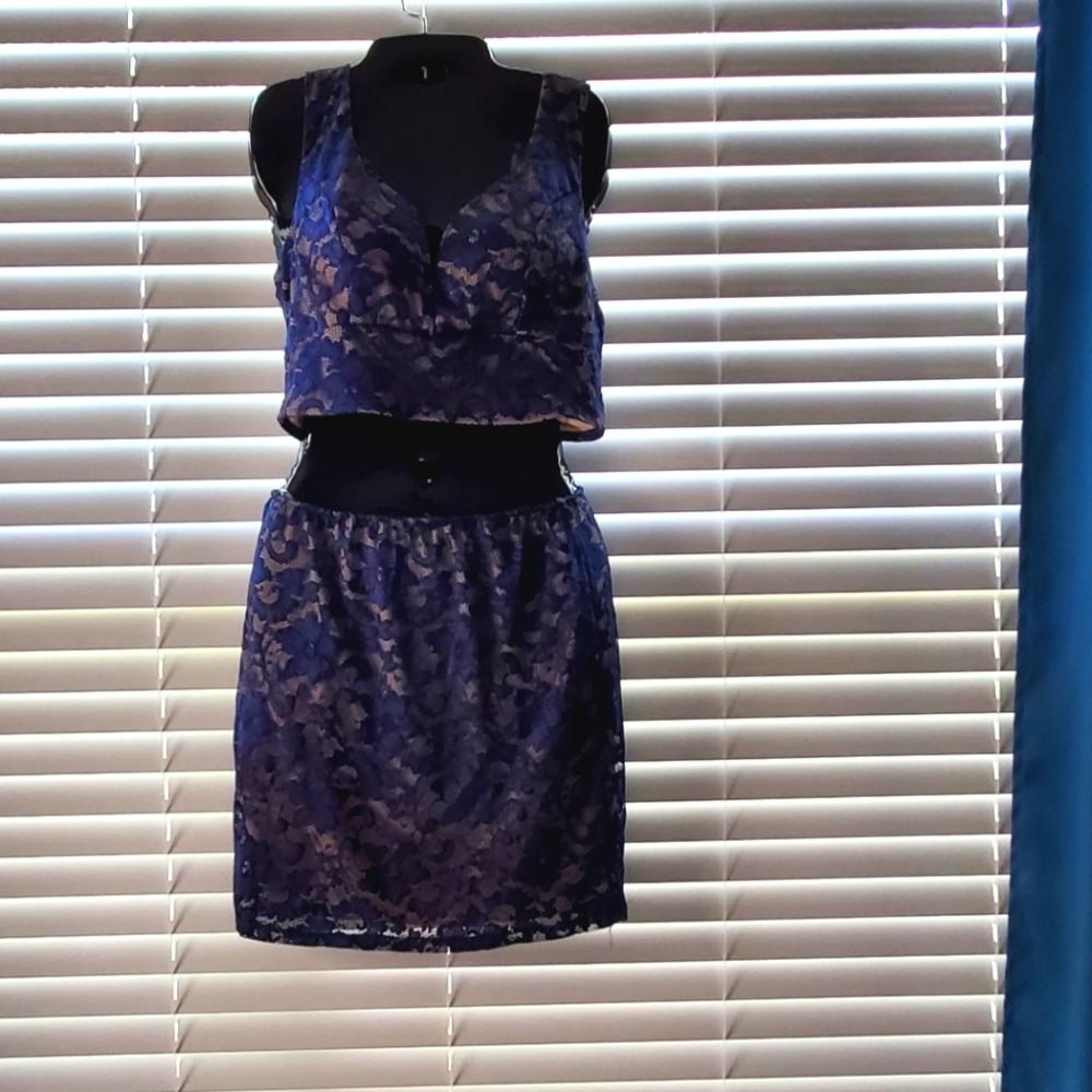 Juniors XL Honey & Roise Lace Blue Bodycon Dress